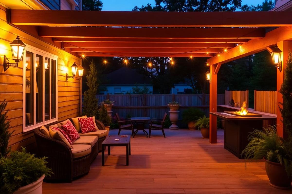 Éclairage terrasse & pergola — après