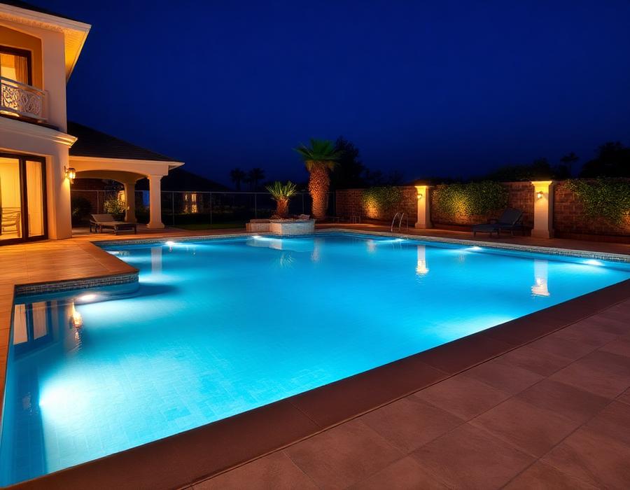 Éclairage de piscine et terrasse